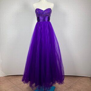 SEAN Long Purple Tuell Strapless Designer Prom Pageant Ball Gown Dress 6